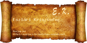 Eszlári Krisztofer névjegykártya